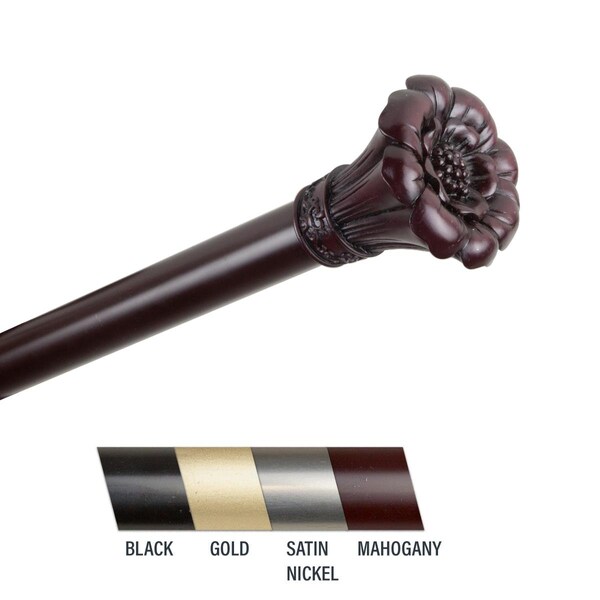 Central Design Flora 1 in. Curtain Rod, 66-120 in. - Mahogany CE436955 - main